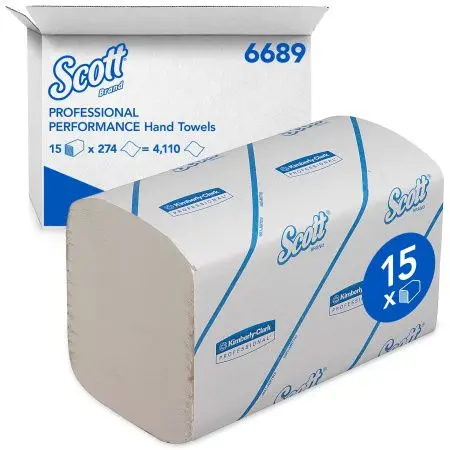 Фото №1 - Kimberly-Clark: Полотенца бумажные Скотт 1сл 304л 21,2х21,5см белые