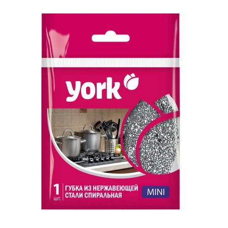 Губки,скрабы: для посуды металлическая YORK Mini 15г спираль