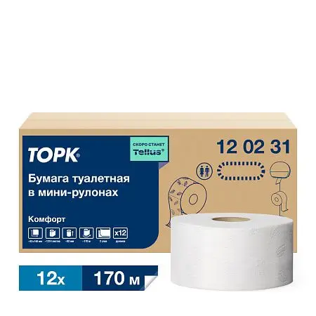 Фото №4 - ТОРК: Tellus Бумага туалетная T2 Комфорт 2сл 170м/9,2 белая