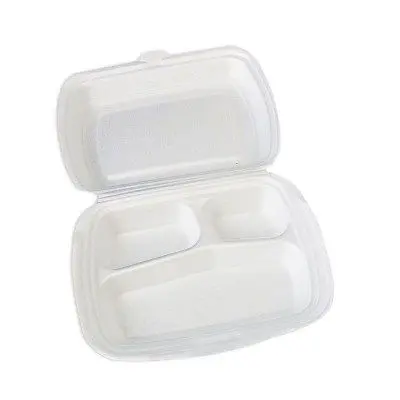 Одноразовая продукция: Контейнер Ланч-бокс 3-х секц белый LBE-3A Протэк /пач.=100 шт.