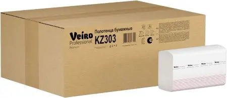 VEIRO: Полотенца бумажные Z 2сл 200л 22,5х21,3см Premium белые