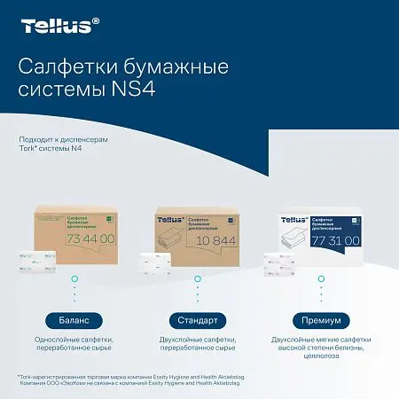 Фото №17 - ТОРК: Tellus Салфетки *NS4 NapServe Solution Баланс 1сл 250л диспенсерные белые