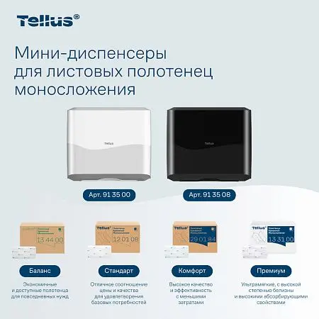 Фото №18 - ТОРК: Tellus Диспенсер HT3 мини-диспенсер для полотенец в пачках белый