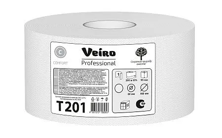 Фото №2 - VEIRO: Бумага туалетная 1сл 200м/9,5 Comfort белый