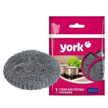 Губки,скрабы: для посуды металлическая YORK Mega 40г