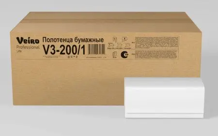 Вик: Полотенца бумажные V 1сл 200л 21х23 белые СЫКТЫВКАР Lite