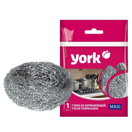Губки,скрабы: для посуды металлическая YORK Maxi 27г спираль