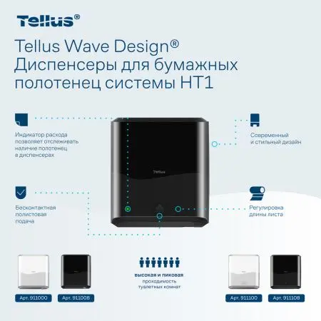 ТОРК: Tellus Диспенсер HT1 Matic Solution для рулонных полотенец черный СЕНСОРНЫЙ