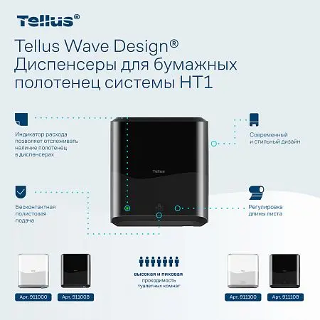 Фото №6 - ТОРК: Tellus Диспенсер HT1 Matic Solution для рулонных полотенец черный СЕНСОРНЫЙ