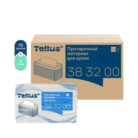ТОРК: Tellus Материал протирочный нетканый WM4 Премиум 1сл 75л 35х41см для кухни вискоза белый
