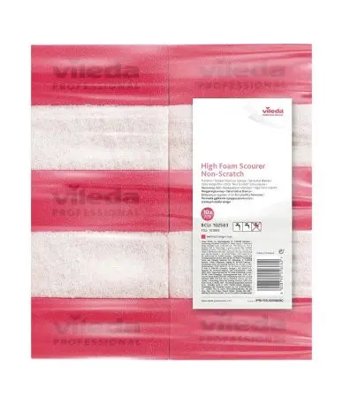 Vileda: Губка 7х15см мягкая (бел.абразив) красный