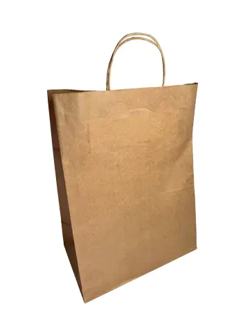 Одноразовая продукция: Пакет бумажный 260х150х350 с кручеными ручками крафт /пач.=300 шт.