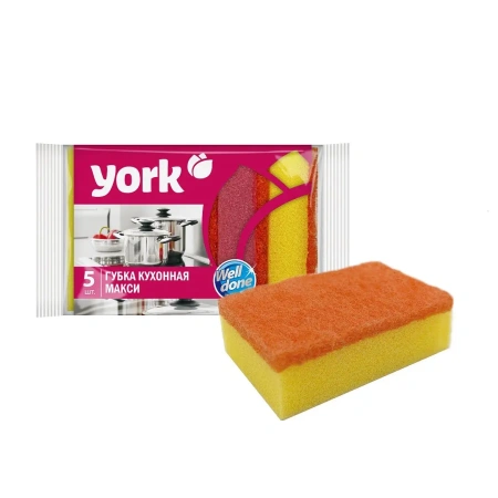 Губки,скрабы: для посуды YORK Maxi 9х7х4.3 проф /пач.=3 шт.