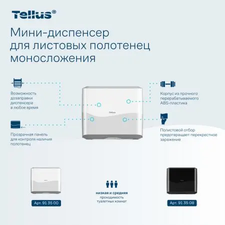 ТОРК: Tellus Диспенсер HT3 мини-диспенсер для полотенец в пачках белый