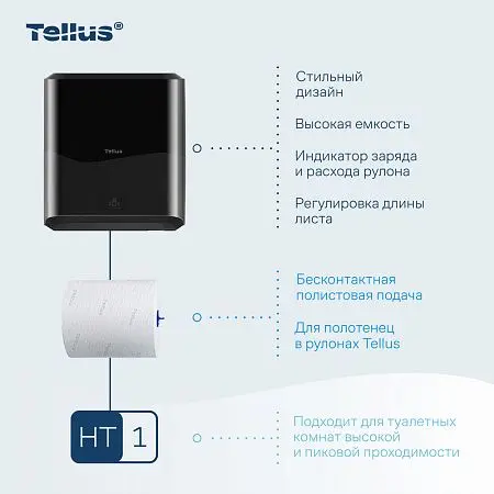 Фото №10 - ТОРК: Tellus Диспенсер HT1 Matic Solution для рулонных полотенец черный СЕНСОРНЫЙ