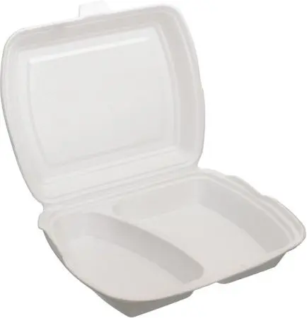 Фото №1 - Одноразовая продукция: Контейнер Ланч-бокс 2-х секц 247х207х62мм белый ВПС Полиформ /пач.=100 шт.