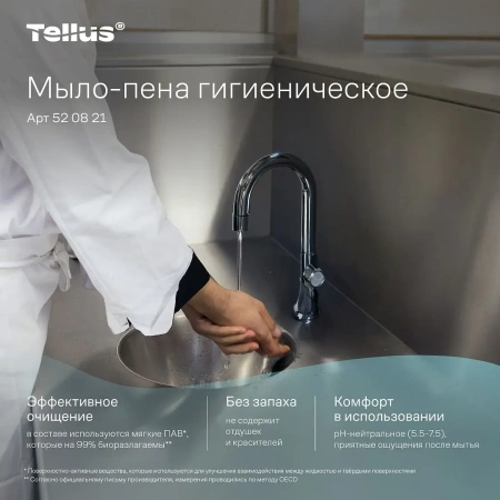 ТОРК: Tellus Мыло S4 пена Комфорт 1л жидкое для рук бесцв. без запаха ГИГИЕНИЧЕСКОЕ