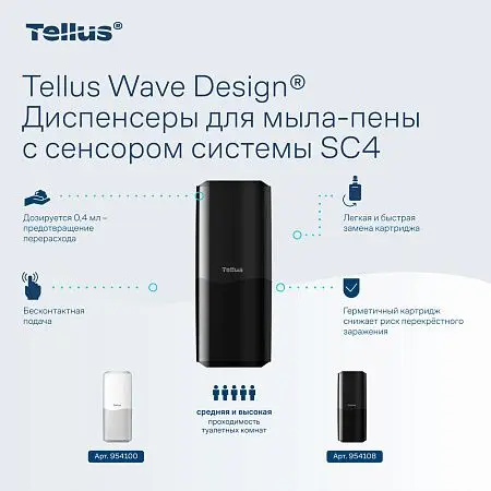 Фото №6 - ТОРК: Tellus Диспенсер SC4 для мыла-пены черный СЕНСОРНЫЙ
