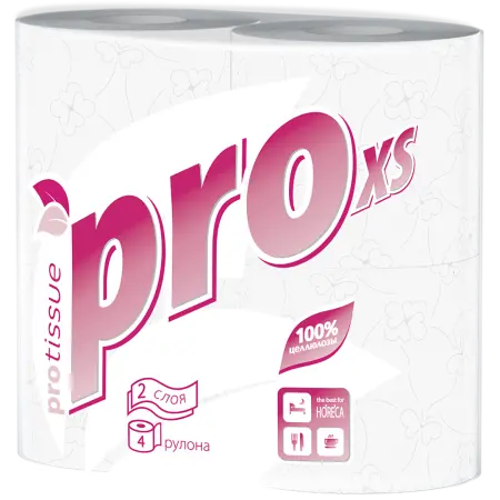 Бумага туалетная: 2сл 18м целлюлоза цвет белый PROtissue /пач.=4 шт.