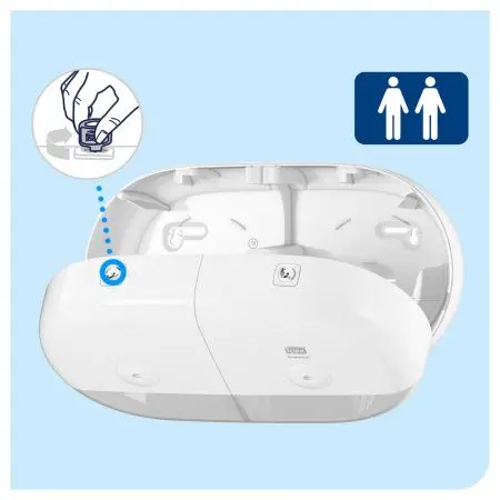 Tork: Диспенсер T9 SmartOne® двойной для туалетной бумаги в мини рулонах белый