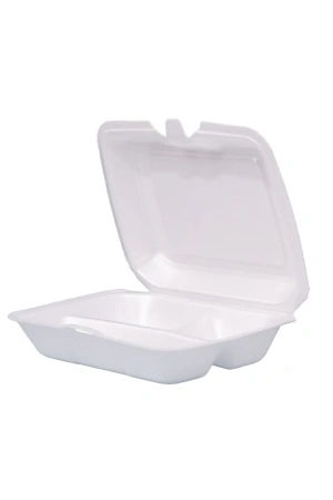 Одноразовая продукция: Контейнер Ланч-бокс 3-х секц белый LBE-3A Протэк /пач.=100 шт.
