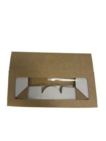 Одноразовая продукция: Контейнер бумажный самосборный 500мл 170х70х40мм крафт с окном /пач.=250 шт.