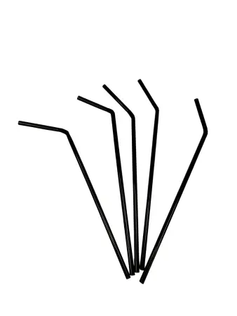 Одноразовая продукция: Трубочки для коктейля с изгибом 5х240мм черные /пач.=1000 шт.