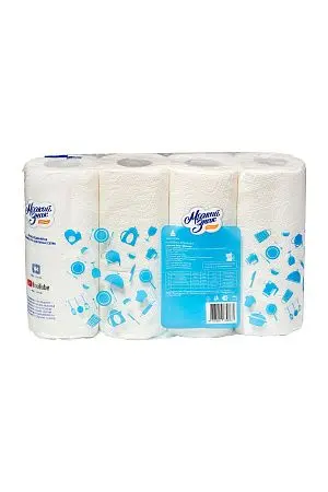 Фото №5 - Бумажные полотенца: 2сл 10м целлюлоза цвет белый Делюкс/"Ь" /пач.=4 шт.