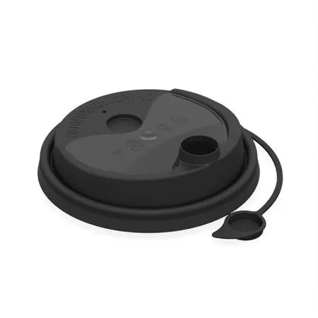 Одноразовая продукция: Крышка к стакану d=80мм с клапаном ПП черная /пач.=50 шт.