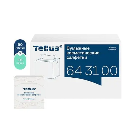 Фото №3 - ТОРК: Tellus Салфетки *FT1 Премиум косметические 2сл 90л 20.8х19.0см для лица ультрамягкие белые