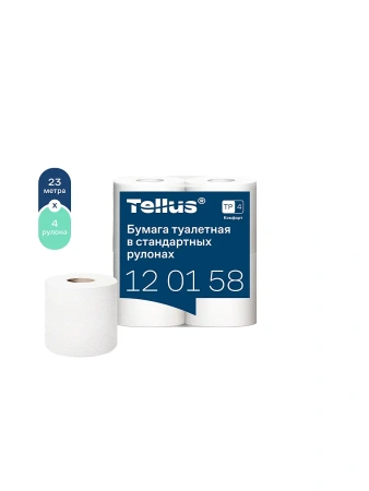 ТОРК: Tellus Бумага туалетная T4 Комфорт 2сл 23м белая /пач.=4 шт.