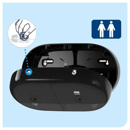 Tork: Диспенсер T9 SmartOne® двойной для туалетной бумаги в мини рулонах черный