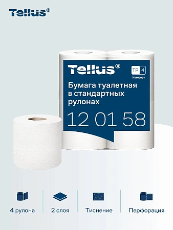 Фото №5 - ТОРК: Tellus Бумага туалетная T4 Комфорт 2сл 23м белая /пач.=4 шт.