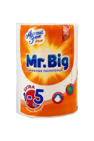 Фото №1 - Бумажные полотенца: 2сл 50м целлюлоза цвет белый Мягкий знак Мистер Биг