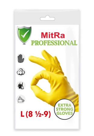 Фото №1 - Перчатки: резиновые латексные MITRA L с хлопковым напылением
