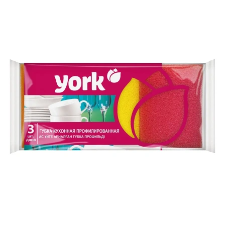 Губки,скрабы: для посуды YORK Maxi 9х7х4.3 проф /пач.=3 шт.