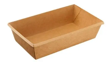 Одноразовая продукция: Контейнер бумажный прямоугольный 800мл 120х200х55 мм крафт OneClick /пач.=50 шт.