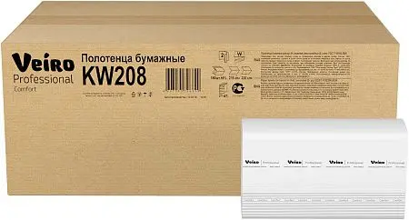 Фото №3 - VEIRO: Полотенца бумажные W 2сл 150л 32х21,6см Comfort белые