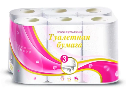 Фото №1 - Бумага туалетная: 3сл 17м облагороженная макулатура цвет белый ВЕЙРО /пач.=12 шт.