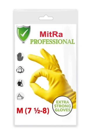 Перчатки: резиновые латексные MITRA М с хлопковым напылением