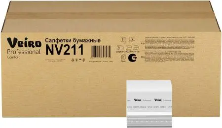 VEIRO: Салфетки бумажные V 2сл 220л 16,2х21,0см белые