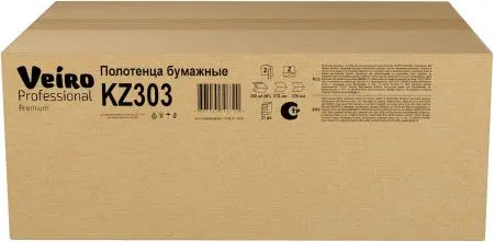 VEIRO: Полотенца бумажные Z 2сл 200л 22,5х21,3см Premium белые