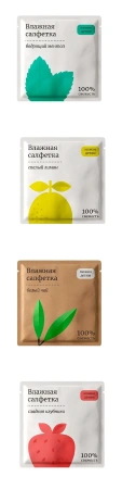 Фото №1 - Мини-продукт: Салфетка влажная 13,5х13,5см саше 6х6см освежающая в асс. инд.уп. ПК СТУДИОПАК