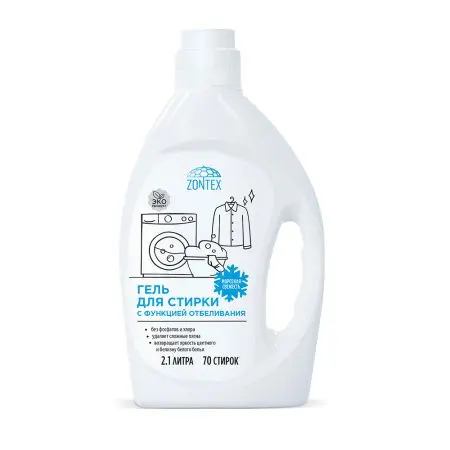 Vortex: ZONTEX 2,1л Гель для стирки с функцией отбеливания Морозная Свежесть