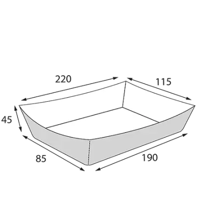 Одноразовая продукция: Лоток бумажный для хот дога 220х115х45мм OSQ TRAY 800 noL /пач.=100 шт.