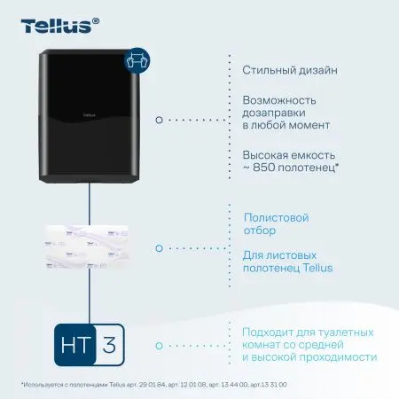 ТОРК: Tellus Диспенсер HT3 для полотенец в пачках черный