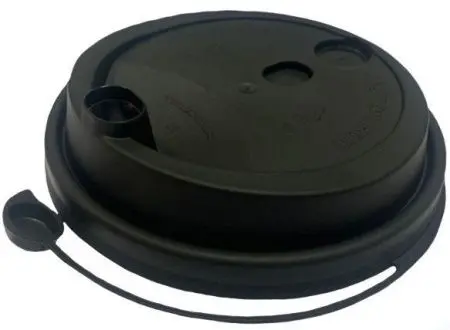 Одноразовая продукция: Крышка к стакану бумажному d=90мм с питейником клапаном черная /пач.=50 шт.