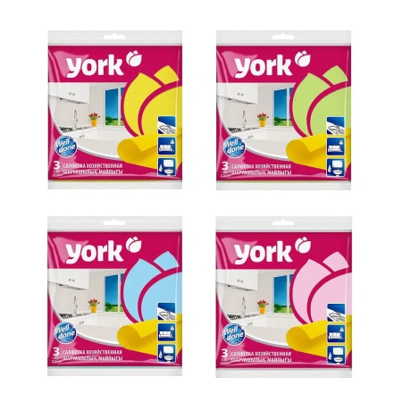 ХозСалфетки: для мебели YORK 35х35 вискоза /пач.=3 шт.
