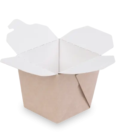 Одноразовая продукция: Коробка бумажная WOK 70/90х70/90х90мм 460мл OSQ NOODLES M крафт/белый /пач.=40 шт.