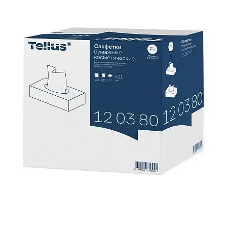 Фото №5 - ТОРК: Tellus Салфетки *F1 Премиум косметические 2сл 100л 19х21см ультрамягкие белые